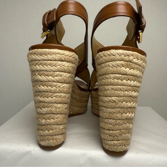 Michael Kors Angeline Platform Espadrille Wedge Sandals Size 8 In Tan - Picture 5 of 11
